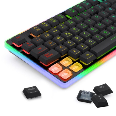 Teclado-Redragon-De Membrana-Cable de Goma reforzado Soporta 12 kg y 10000 flexiones-USB enchapado en oro - K509RGB-SP  - 1