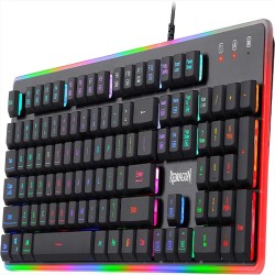 Teclado-Redragon-De Membrana-Cable de Goma reforzado Soporta 12 kg y 10000 flexiones-USB enchapado en oro - K509RGB-SP  - 2