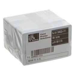 500 Tarjetas - Zebra - PVC - Color blanco (Solo plastico) - 104523-111 Zebra - 1