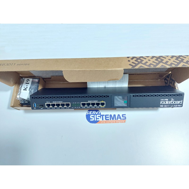 RouterBoard-MIKROTIK-CPU 2 Núcleos-10 Puertos Gigabit Ethernet-1 Puerto SFP-1 GB Memoria-Licencia Nivel 5 - RB3011UIAS-RM MIKROT