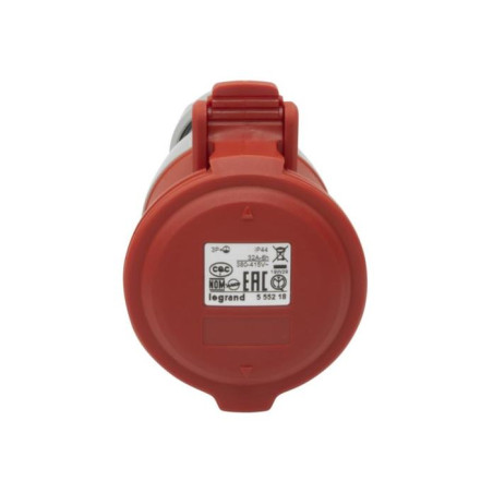 Base aerea P17 Pro 3P+T - 32Amp - 380/415 Vol - IP44. Color rojo - 555218 Legrand - 2