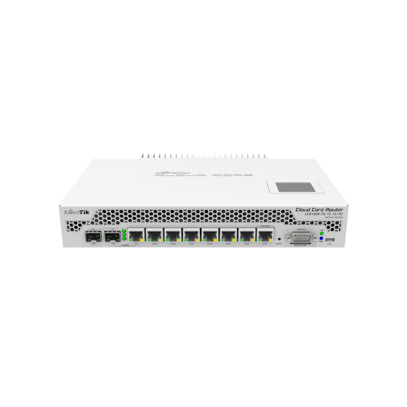 Cloud Core Router-MIKROTIK-CPU 9 Núcleos-7 Puertos Gigabit-1 Combo TP/SFP-1 puerto SFP-2 GB memoria - CCR1009-7G-1C-1S+PC MIKROT