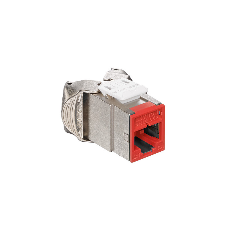 Jack Rojo Cat 6A blindado, supporta 1000BASE-T  - compatibilidad QuickPort - 6ASJK-RC6 Leviton - 1