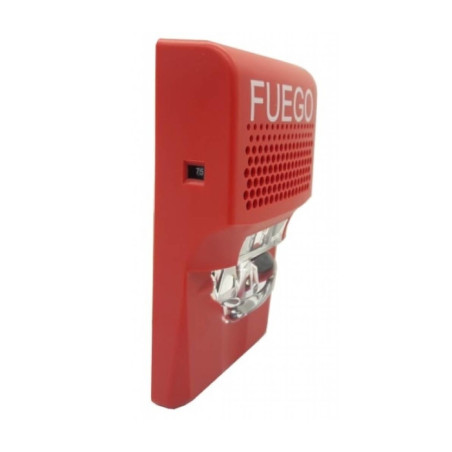 Bocina de pared compacta  luz estroboscópica, 15-75cd rojo marcado de FUEGO - G1AVRF-SP EDWARDS - 2