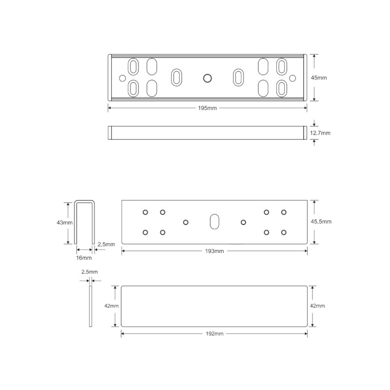 Montaje en U para Puertas de Vidrio - Ajustable de 9-13 mm - Compatible con Electroimanes Secolarm de 600 Lb - E-941S-600/UQ Sec