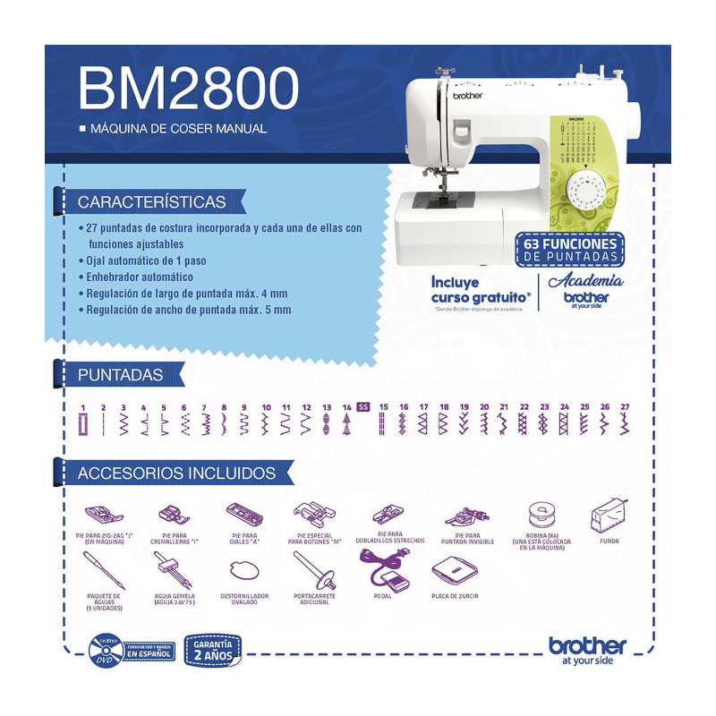 Máquina de coser mecánica de 27 puntadas - BM2800 Brother - 3