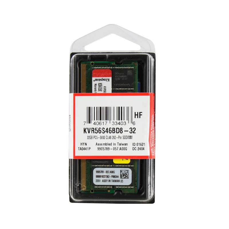 Módulo RAM Kingston para Portátil - 32GB - DDR5-5600/PC5-44800 - KVR56S46BD8-32 Kingston - 2