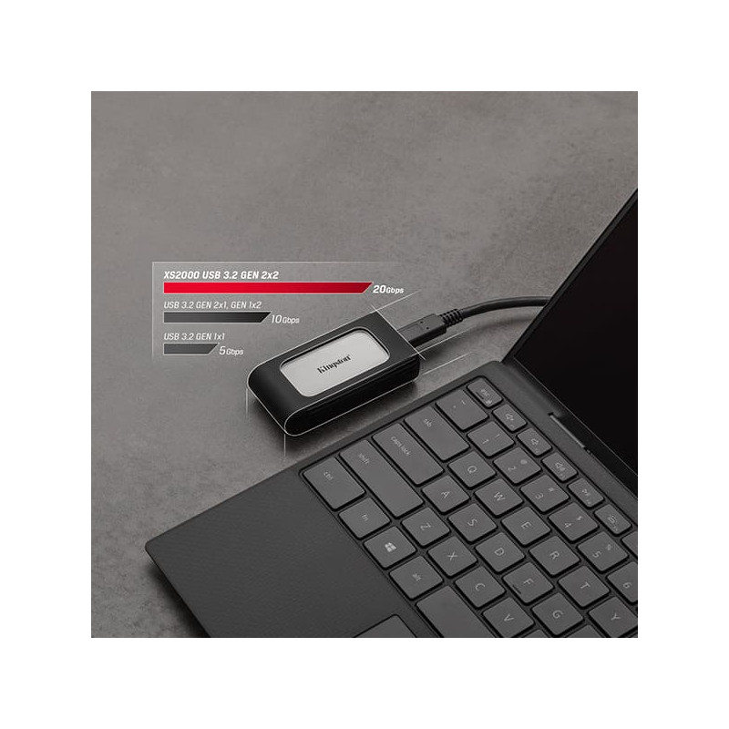 Unidad de estado sólido Pórtatil Kingston XS2000 Robusto - Externo - 400GB - USB 3.2 - SXS2000/4000G Kingston - 3