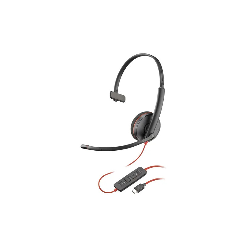 Auricular Poly Blackwire 3210 Monaural USB-C +USB-C/A Adapter (Bulk), micrófono de reducción de ruido - 8X214A6 Poly - 1