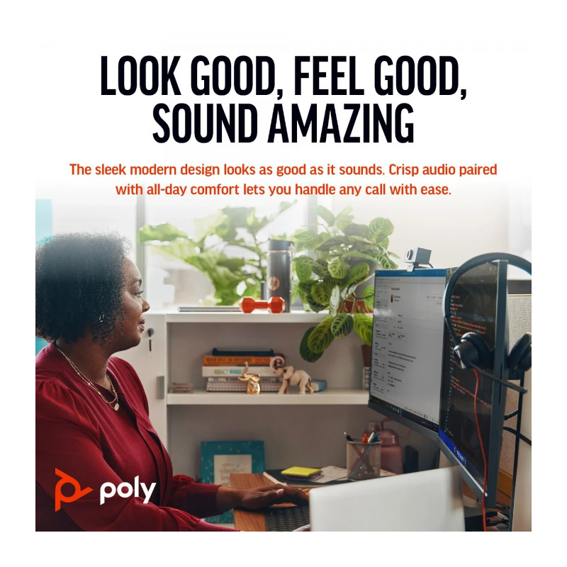 Auricular Poly Blackwire 3320 Stereo USB-C Headset +USB-C/A Adapter, micrófono de reducción de ruido - 8X220AA Poly - 3