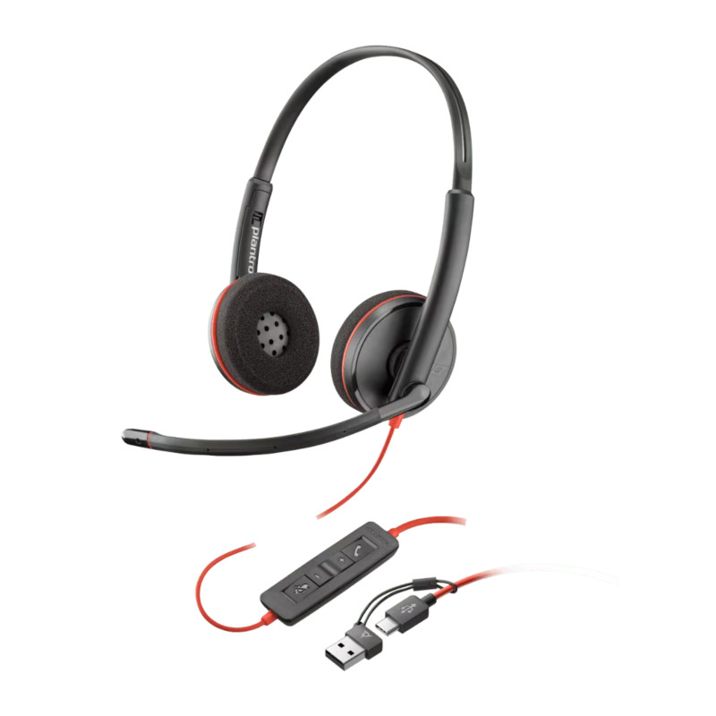 Auricular Poly Blackwire 3220 Stereo USB-C - micrófono de reducción de ruido - 8X228A6 Poly - 2