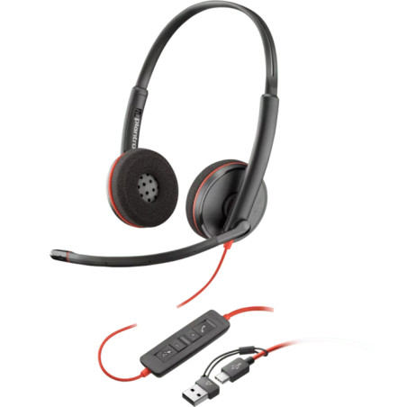 Auricular Poly Blackwire 3220 Stereo USB-C - micrófono de reducción de ruido - 8X228A6 Poly - 2