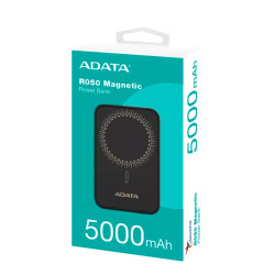 Cargador portátil Adata R050 - Negro - Para iPhone, Smartphone - 1 x Tipo-C 20W - Litio Polímero (Li-Polímero) - 5000mAh - 20W A