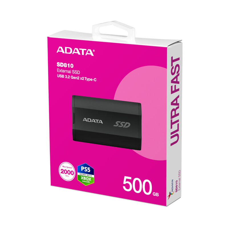 SSD Adata SD810 - Externo - 1000GB - Negro - Xbox One, PlayStation, Consola de juegos Dispositivo compatible - USB 2.0, USB 3 Ad