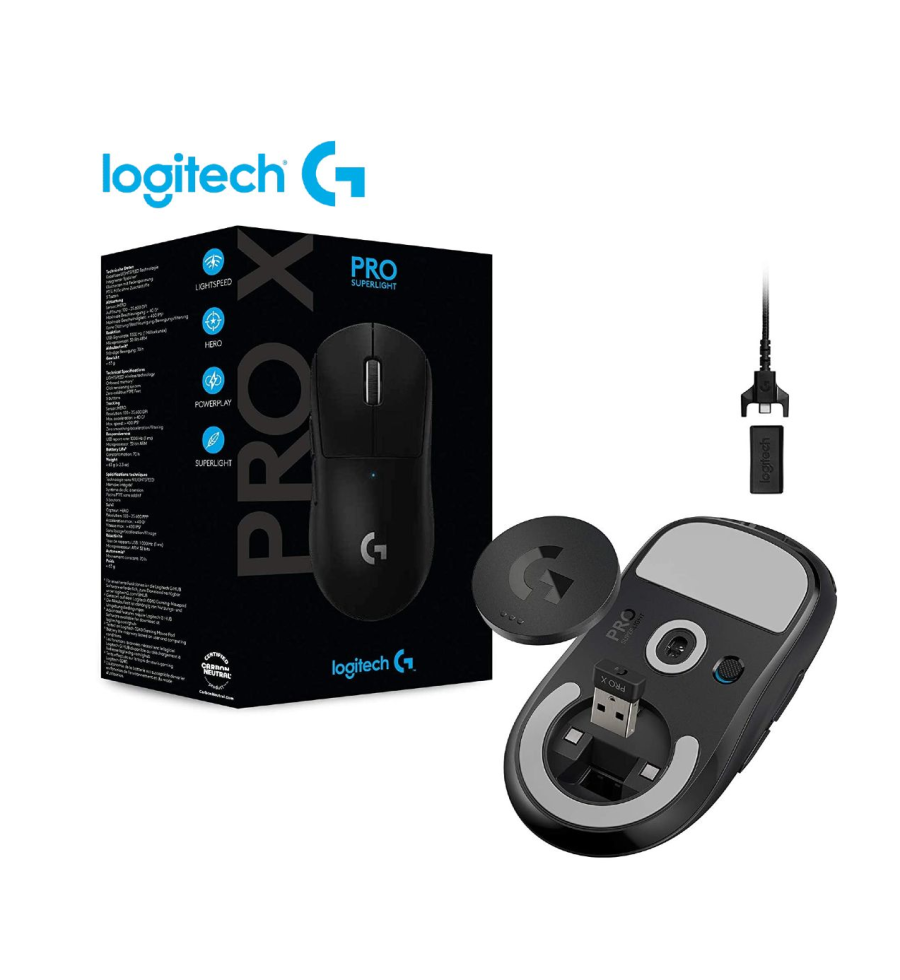 Mouse Inalámbrico Pro X Superlight Negro Logitech - 910-005878 Logitech - 1