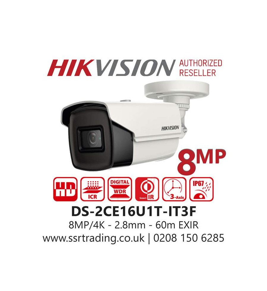 Cámara tipo bala fija 4K Hikvision - DS-2CE16U1T-IT3F Hikvision - 1