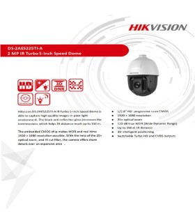 Cámara domo de velocidad analógica de 5 pulgadas IP66 Hikvision - DS-2AE5225TI-A Hikvision - 1