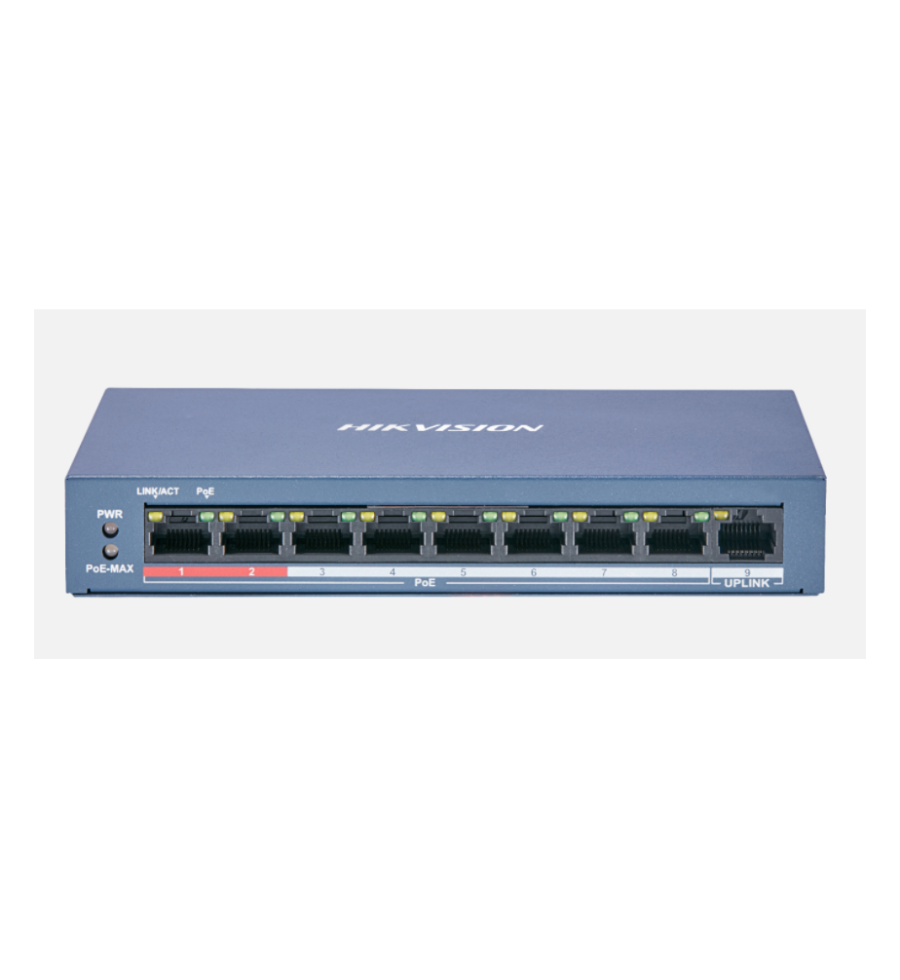 Conmutador POE no administrado Fast Ethernet de 8 puertos Hikvision - DS-3E0109P-EMB Hikvision - 1