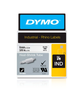 Cinta Rhino Dymo Termoencogible 9mm Negro/Blanco - 18053  - 1