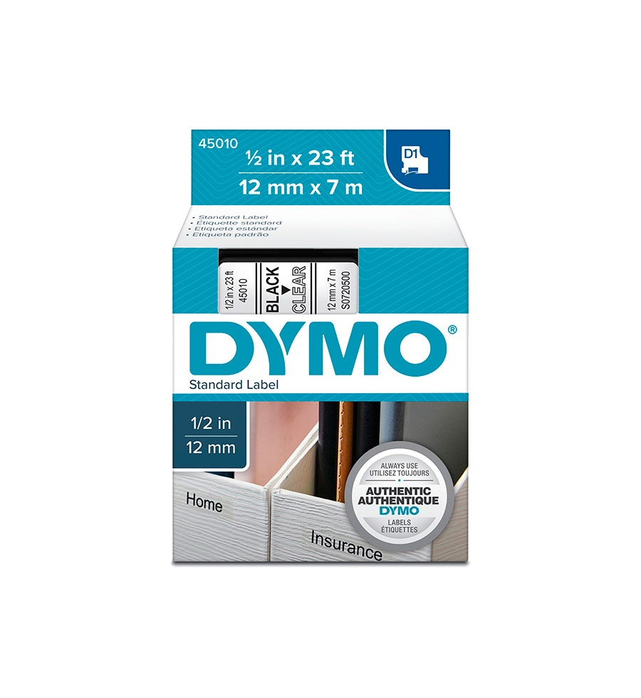 Cinta Dymo D1 12mm negro/transparente - 45010  - 1