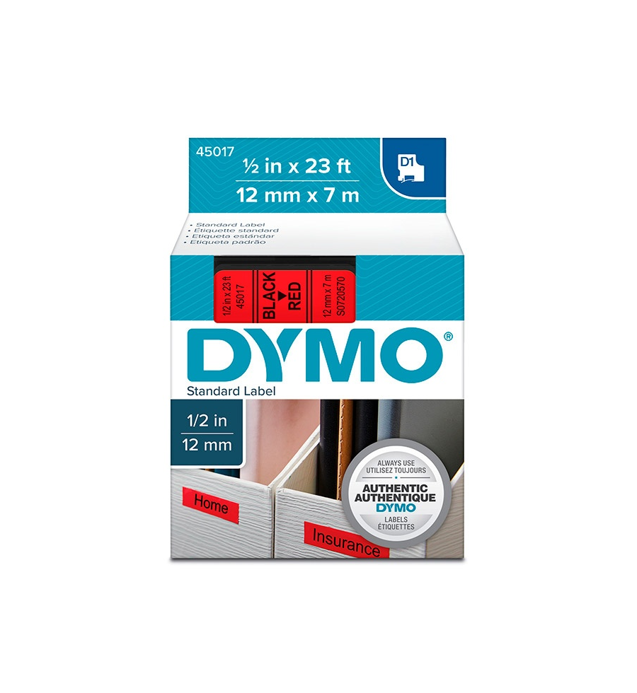 Cinta Dymo D1 12mm negro/rojo - 45017  - 1
