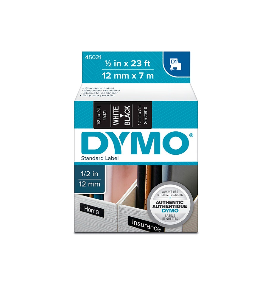 Cinta Dymo D1 12mm blanco/negro - 45021  - 1