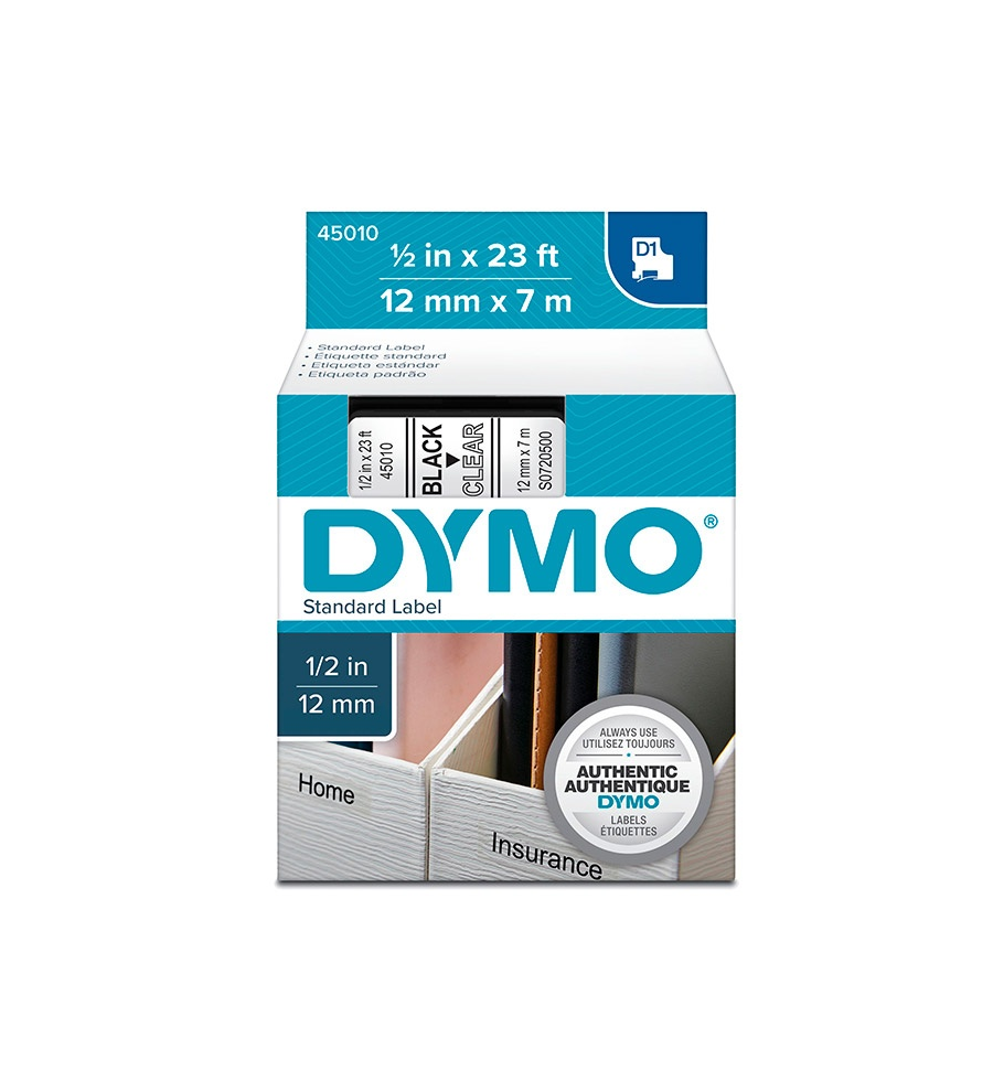 Cinta Dymo D1 12mm Negro/Blanco -  45110  - 1