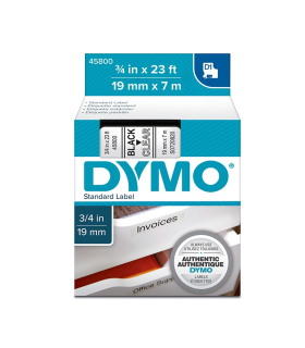 Cinta Dymo D1 plástico 19mm negro/transparente - 45800  - 1