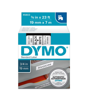 Cinta Dymo D1 plástico 19mm negro/blanco - 45803  - 1