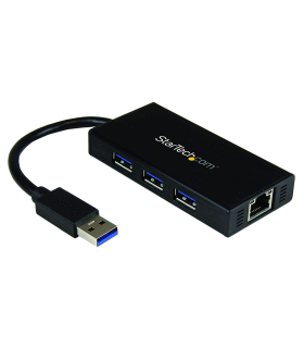 Hub USB 3.0 de Aluminio-Concentrador de 3 Puertos USB con Adaptador de Red RJ45 Ethernet Gigabit StarTech - ST3300GU3B Startech 