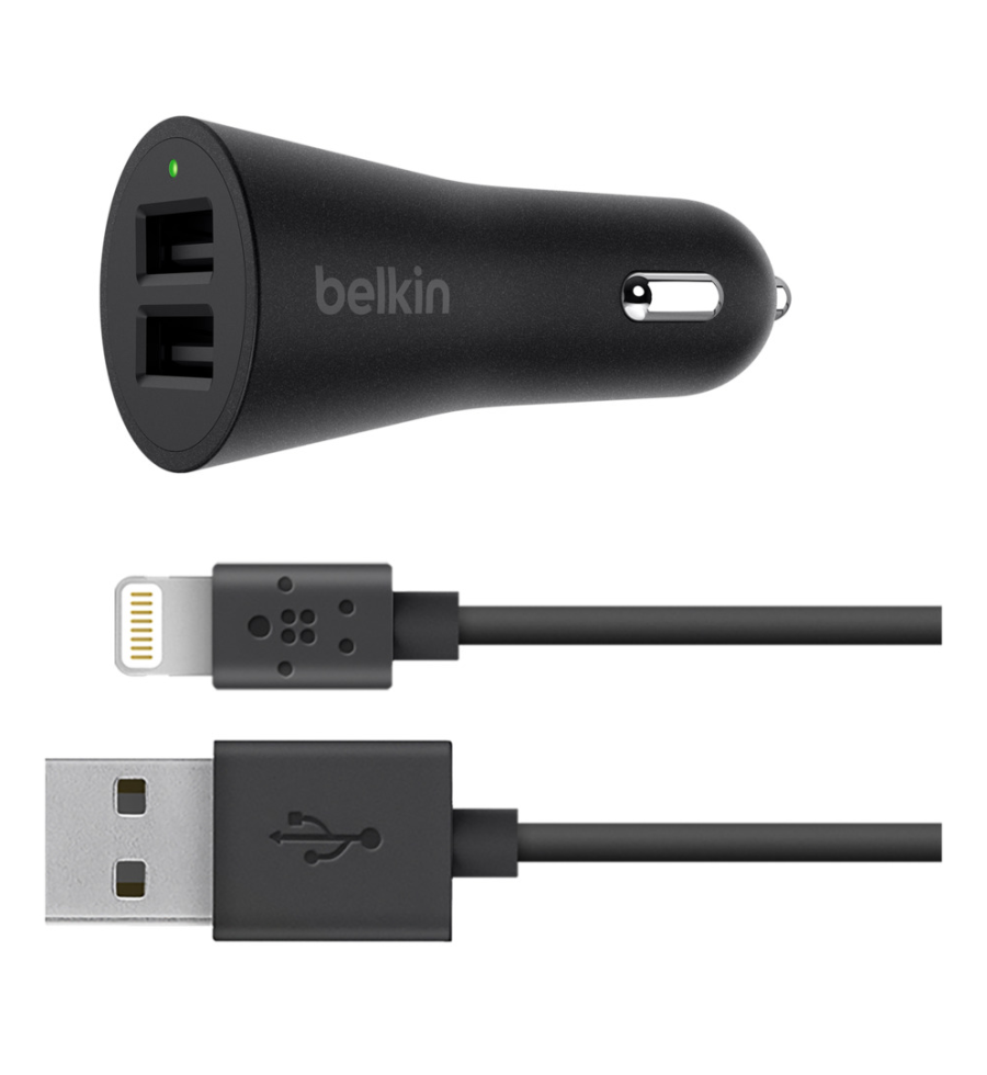 Cargador Para Carro-2 puertos USB-A a cable Lightning Boost UP Belkin - F8J221BT04-BLK Belkin - 1