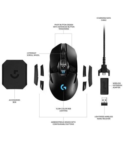 Mouse inalámbrico G903 lightspeed para juegos con sensor hero - 910-005670 Logitech - 1
