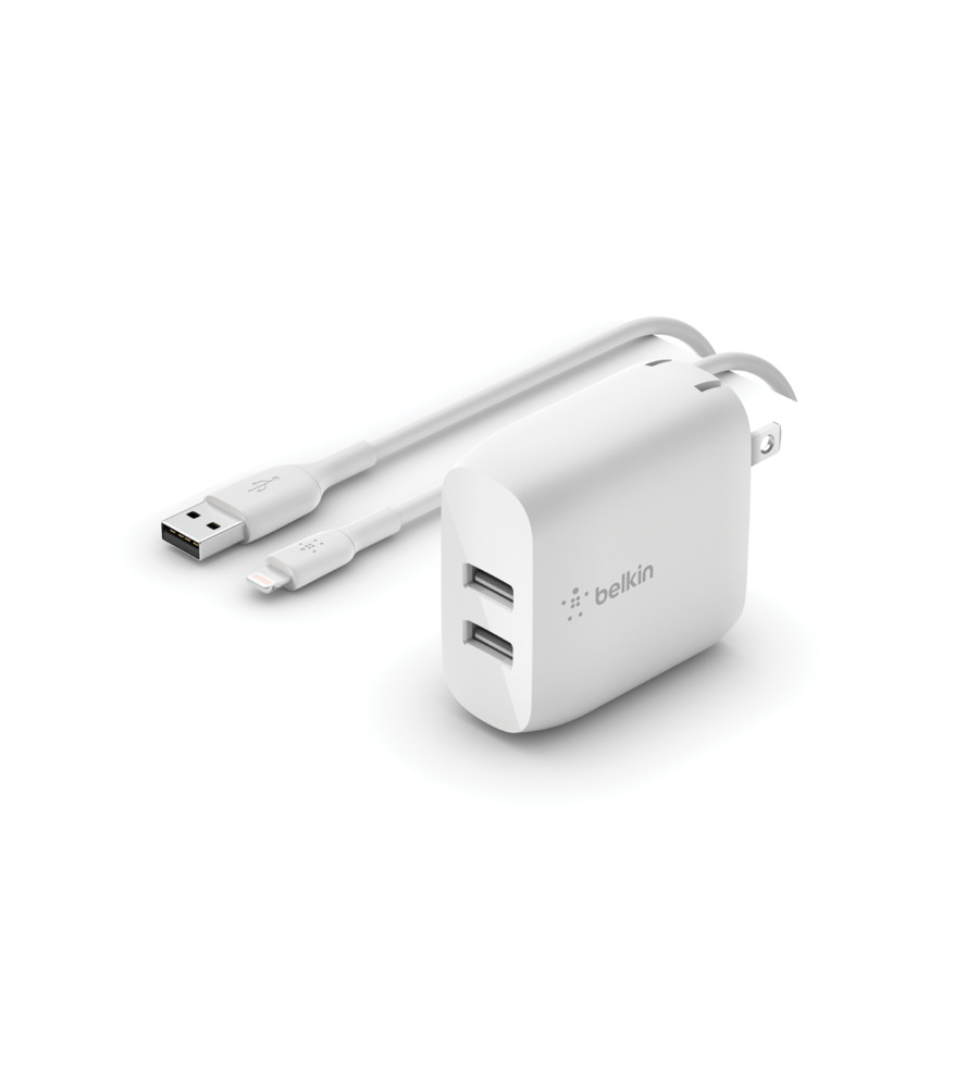Cargador De Pared Belkin BOOST Dual USB-A De 24W Para Iphone - WCD001DQ1MWH Belkin - 1
