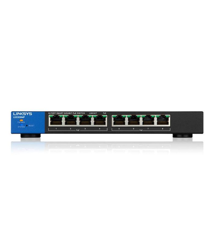 Smart switch de red Gigabit PoE+ para empresas de 8 puertos Linksys LGS308MP (130 W) Linksys - 1